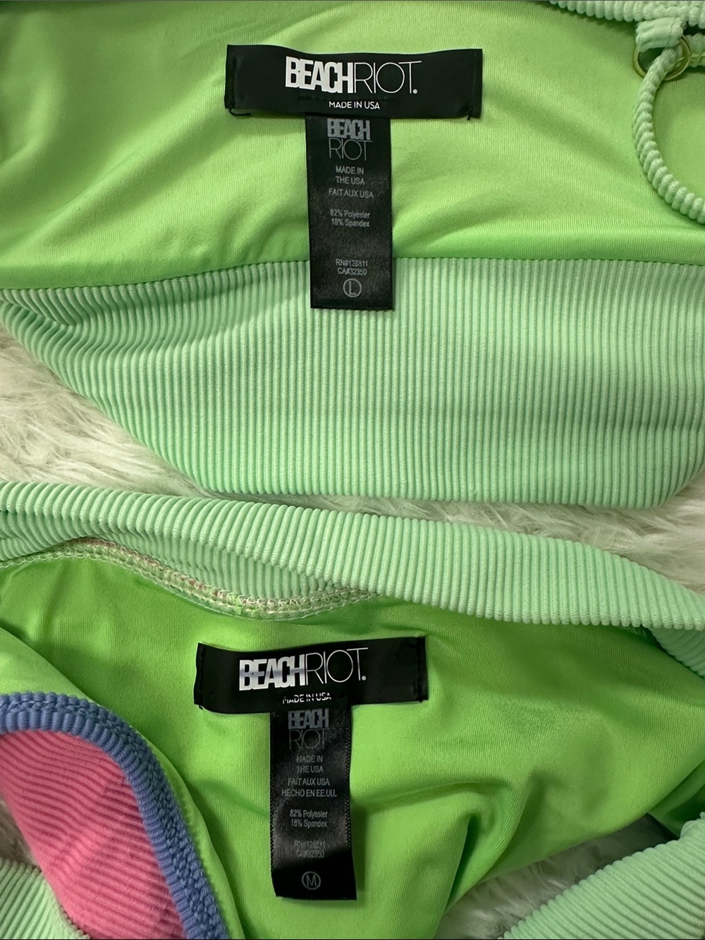Beach Riot Pink, Lime & Blue Ribbed High-Waist Bikini - Picture 3 of 5